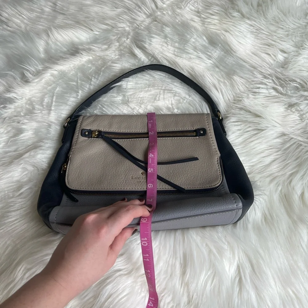 Kate Spade NWOT dark blue, light blue, & light gray boho leather handbag